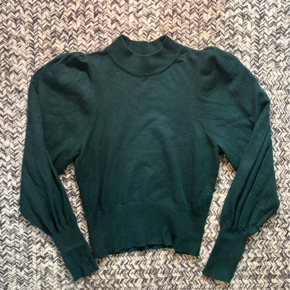 Express Women's Black and Dark Green Puff Sleeve Sweaters Bundle Size Medium - Picture 5 of 7